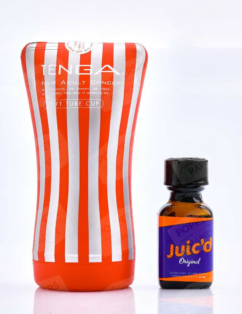 Pack plaisir contenant un poppers juic'd 24 ml et une vaginette tenga soft tube cup