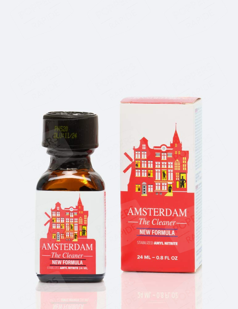 flacon de poppers Amsterdam New Formula avec packaging 24 ml