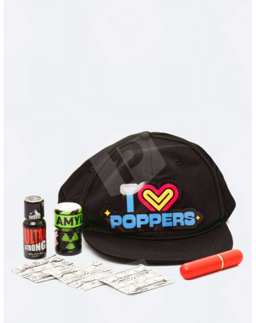 kit festival poppers casquette lumineuse et inhalateur