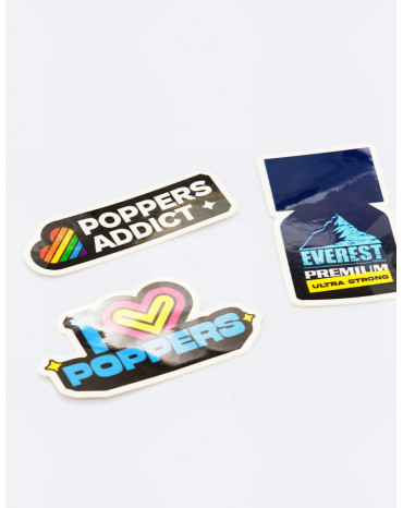 3 stickers poppers