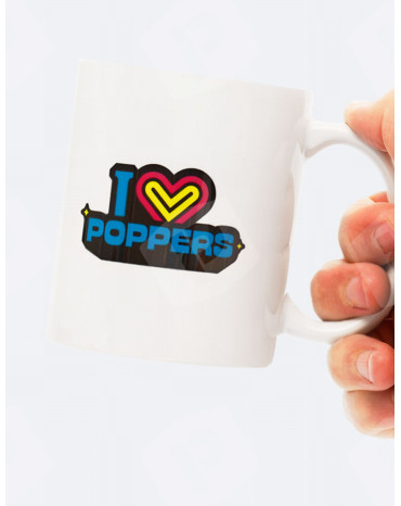 Tasse avec inscription "I Love Poppers"