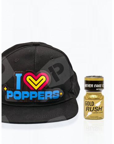 Pack Casquette LED "I LOVE POPPERS" + Rush Gold 10 ml - Vue face