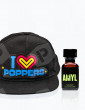 Pack Casquette LED "I LOVE POPPERS" + Amyl 24 ml - Vue de face
