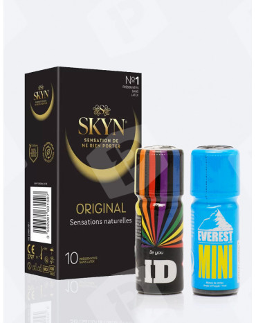 Pack Safe : 2 Poppers + 10 Préservatifs Skyn