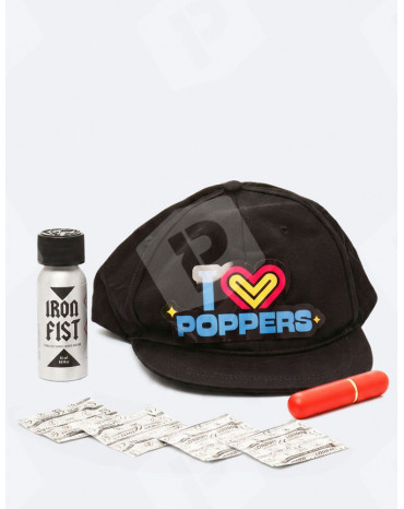 MINI Kit Festival Poppers + casquette LED + inhalateur + préservatifs