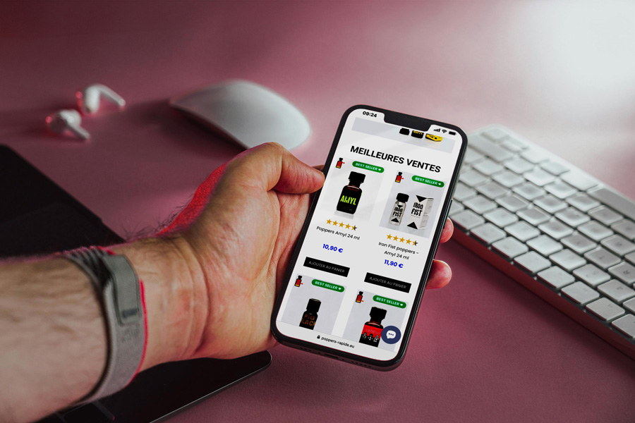 Site web mobile de poppers en ligne