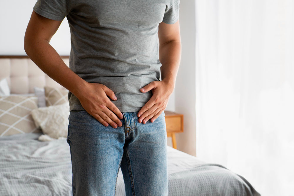 Homme avec des douleurs à la prostate