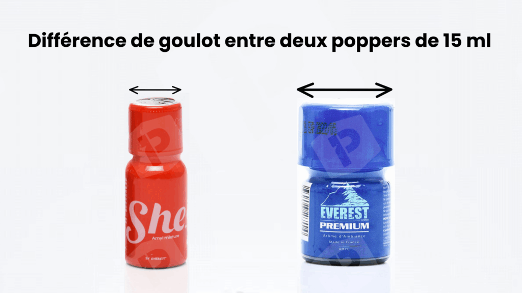 Différence entre un goulot classique et un goulot large pour un poppers de 15 ml
