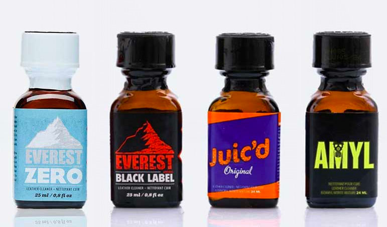 Pack de 4 poppers à l'amyle, pentyle et propyle