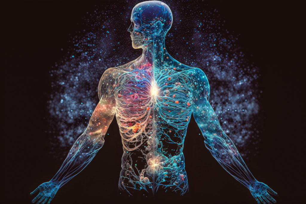 anatomie du corp humain avec les vaisseaux sanguins