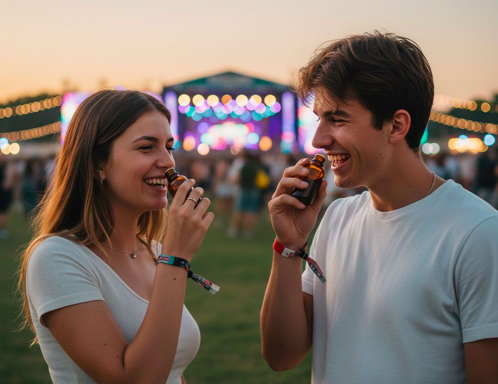 Poppers fete jeune couple