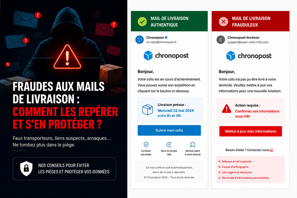 Exemple de faux vs vrai email