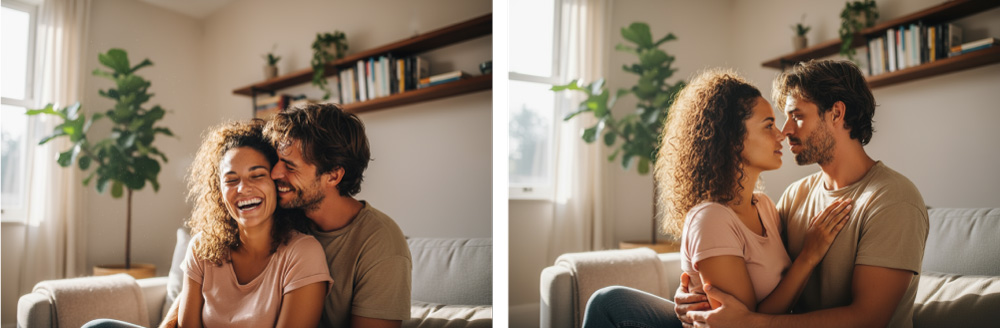 Couple qui se regarde avec passion et intensité